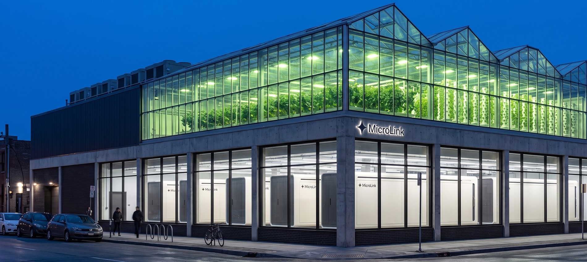 A MicroLink campus beside a working greenhouse host site